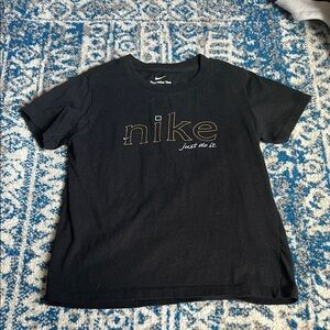 Nike Black Tee with Logo and Slogan
